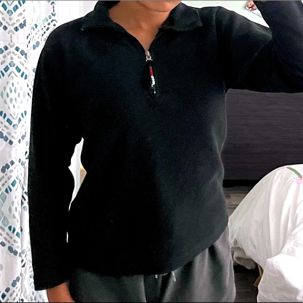 {Polartec} BLACK HALF-ZIP SHERPA SWEATER